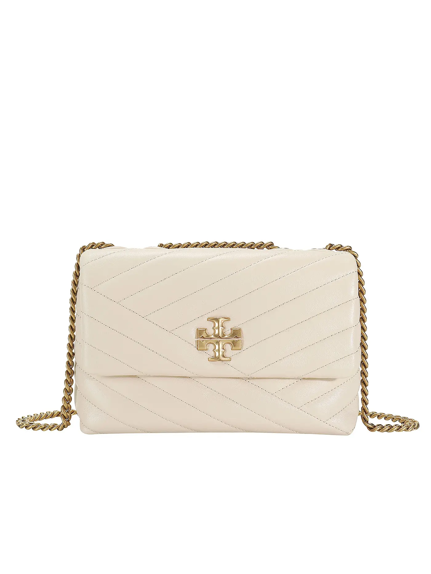 TORY BURCH | Ledertasche - Schultertasche KIRA CHEVRON Small | beige